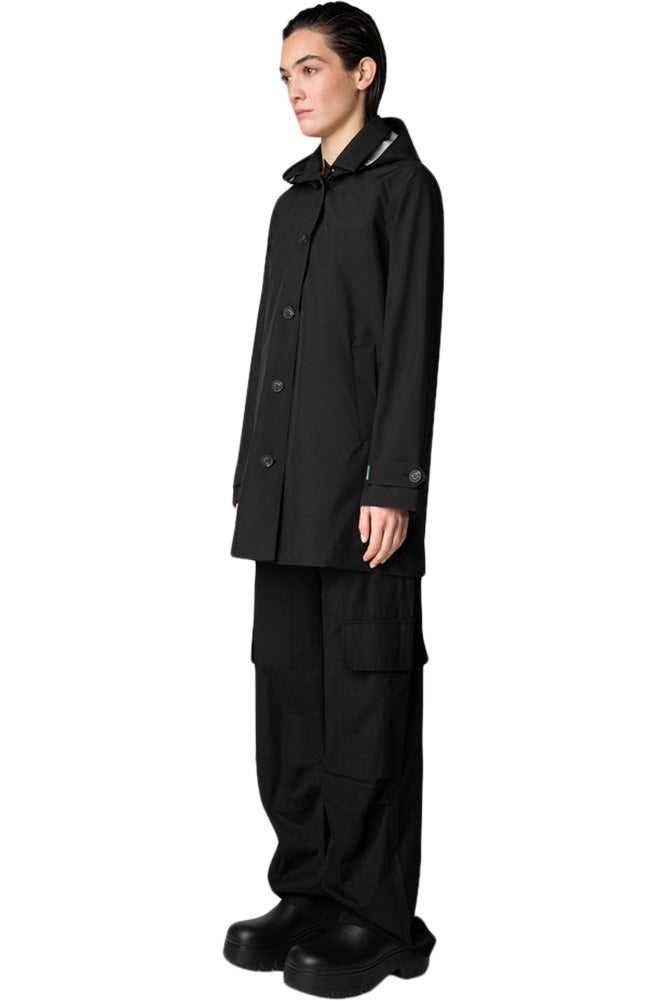 Save The Duck April Hooded Raincoat in Black