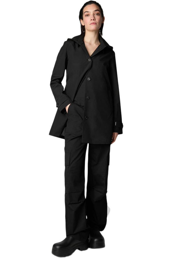 Save The Duck April Hooded Raincoat in Black