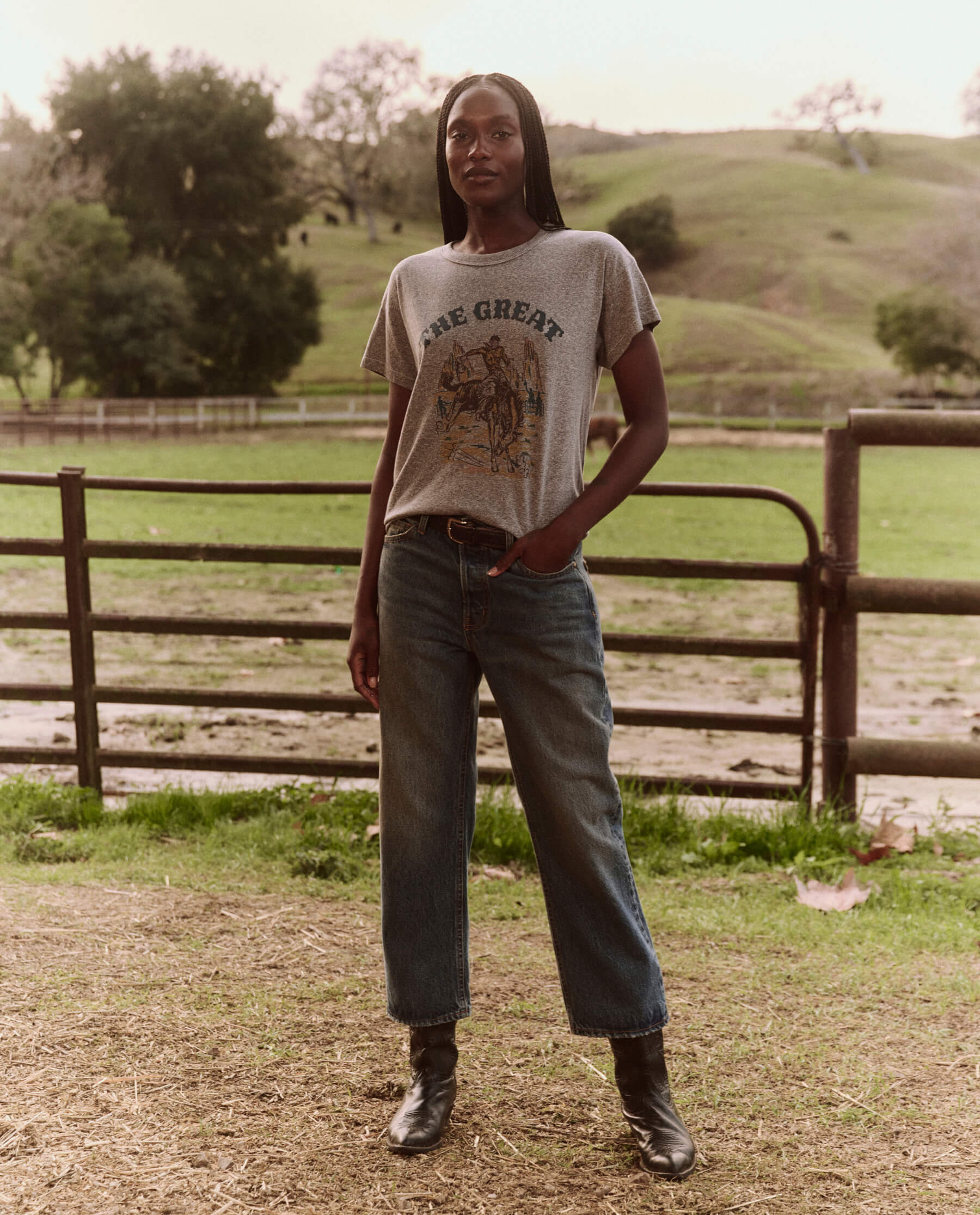 THE GREAT. Women's Mountain Side outlet Boxy Crew Graphic Tee SZ 2