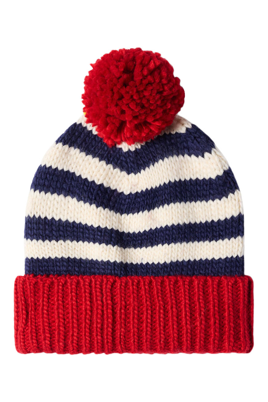 Trovata Birds of Paradis Beanie in Navy Stripe with Red