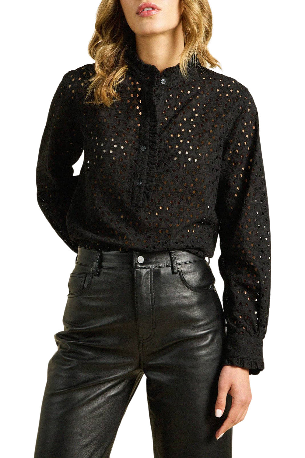 Trovata Birds of Paradis Breezy Blouse in Black Eyelet