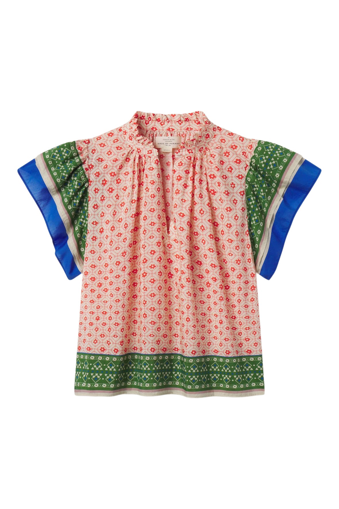 Trovata Birds of Paradis Clover Blouse in Santorini Border