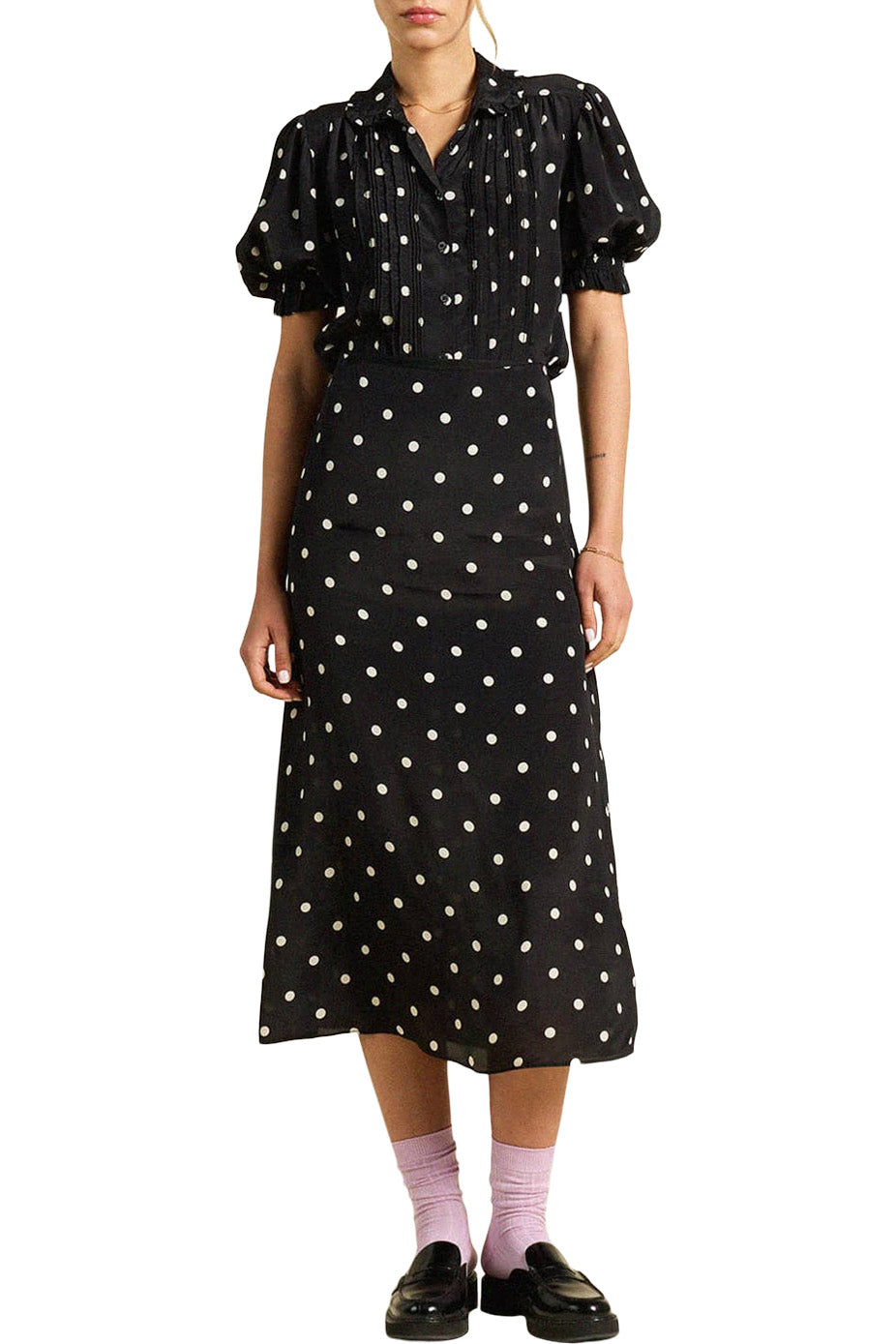 Trovata Birds of Paradis Gemma Blouse in Black Dots