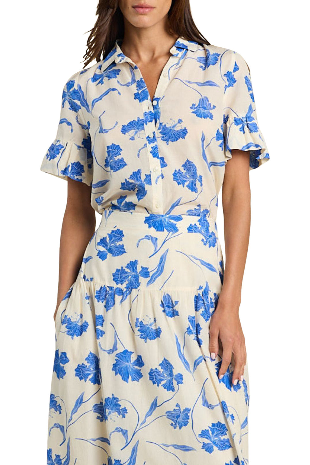 Trovata Birds of Paradis Lena Blouse in Blue Iris