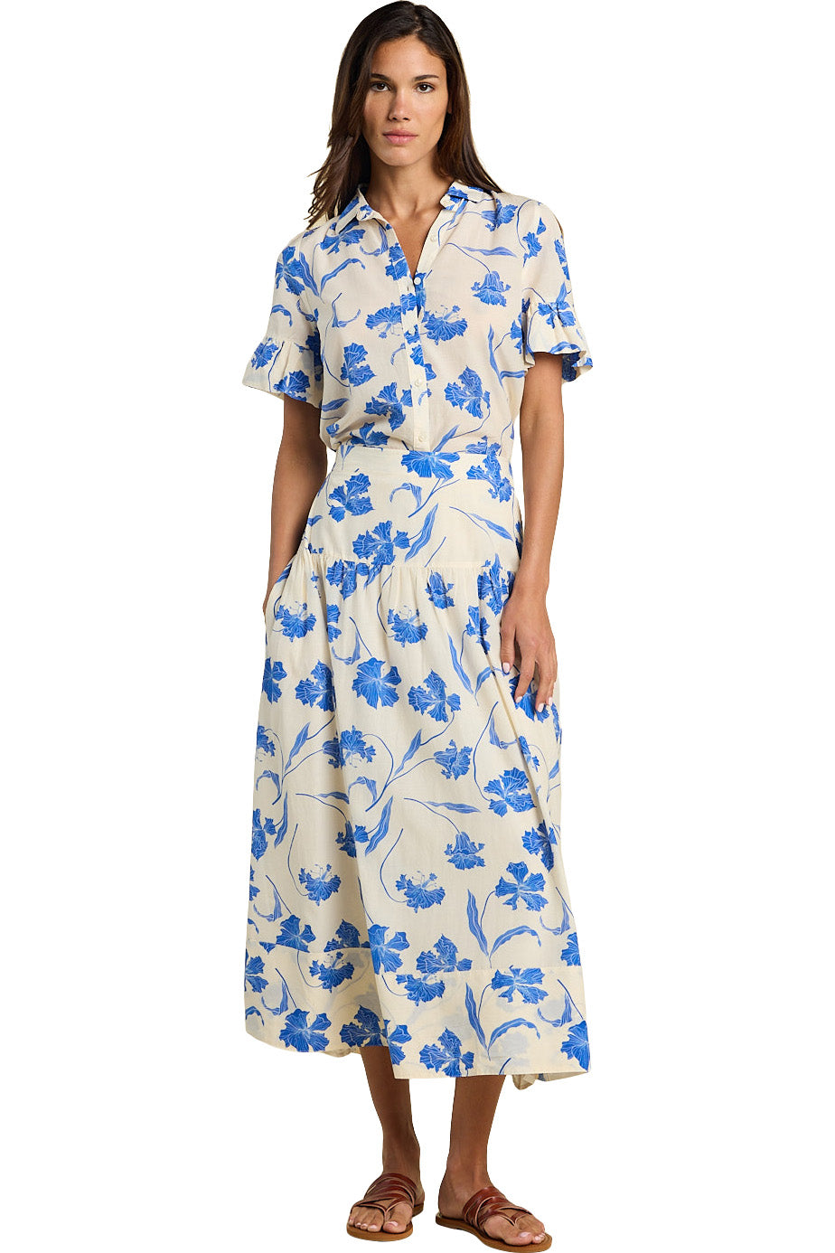 Trovata Birds of Paradis Lena Blouse in Blue Iris