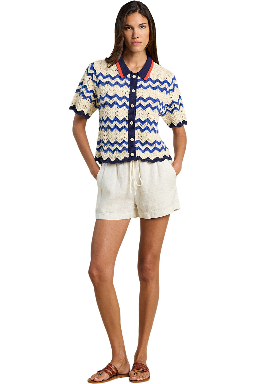 Trovata Birds of Paradis Paloma Cardigan in Blue Stripe