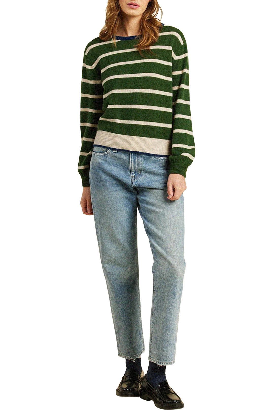 Trovata Birds of Paradis Ryann Sweater in Green Stripe