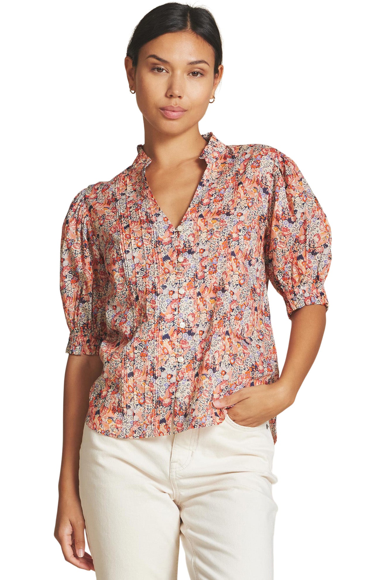 Trovata Birds of Paradise Lorita Blouse in Marina 2024 Floral