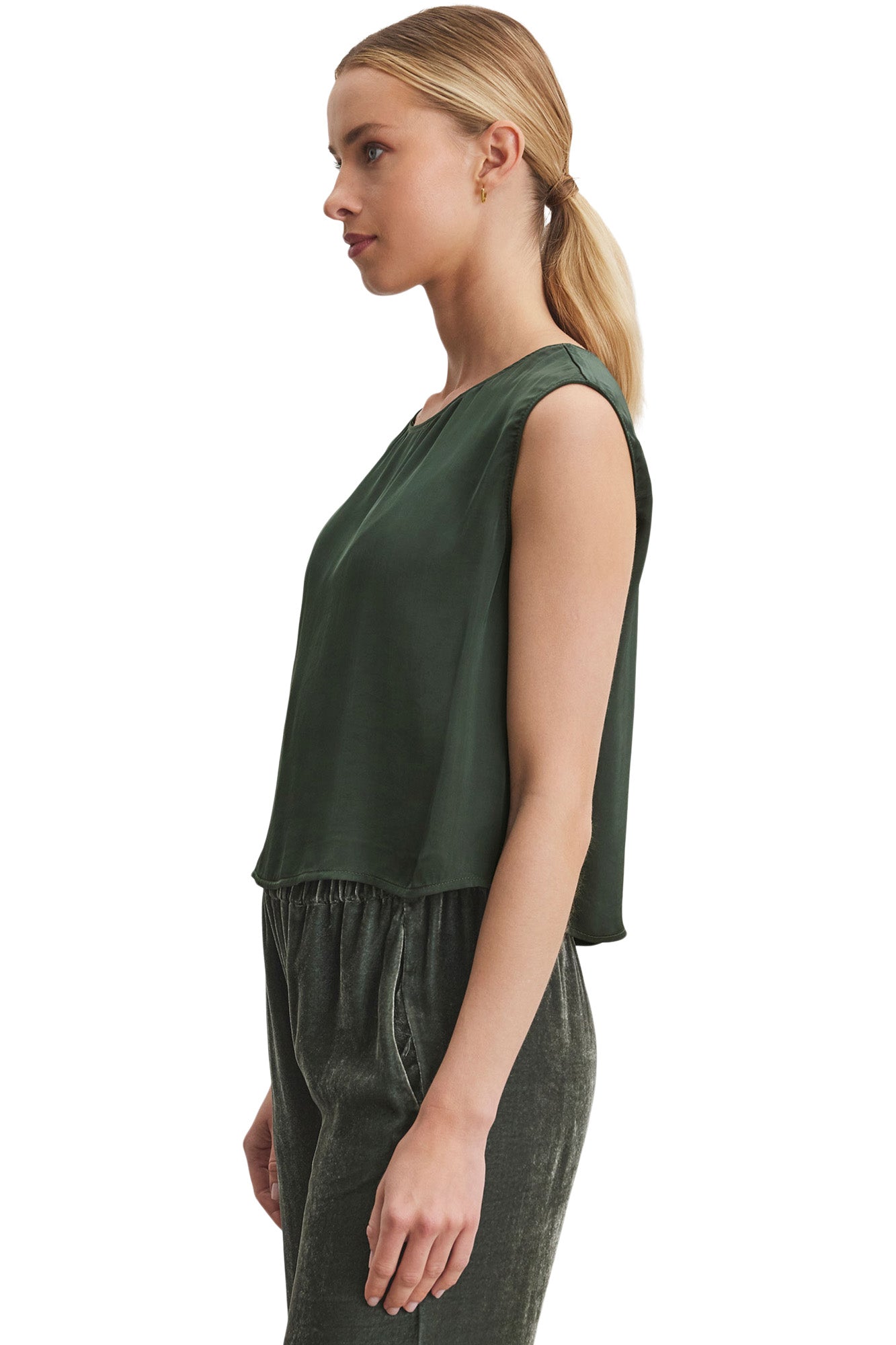 Velvet Bonny Satin Top in Marsh