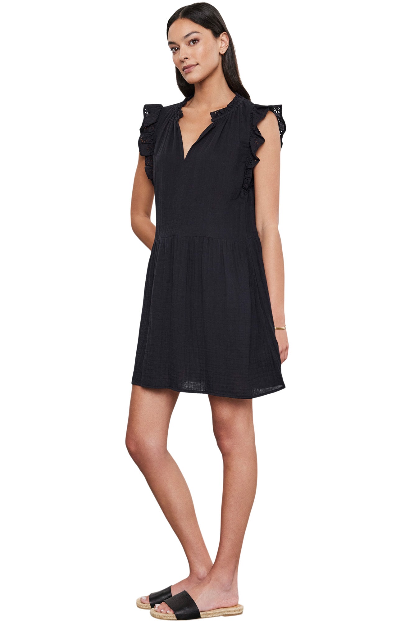 Velvet Grace Eyelet Dress in Black