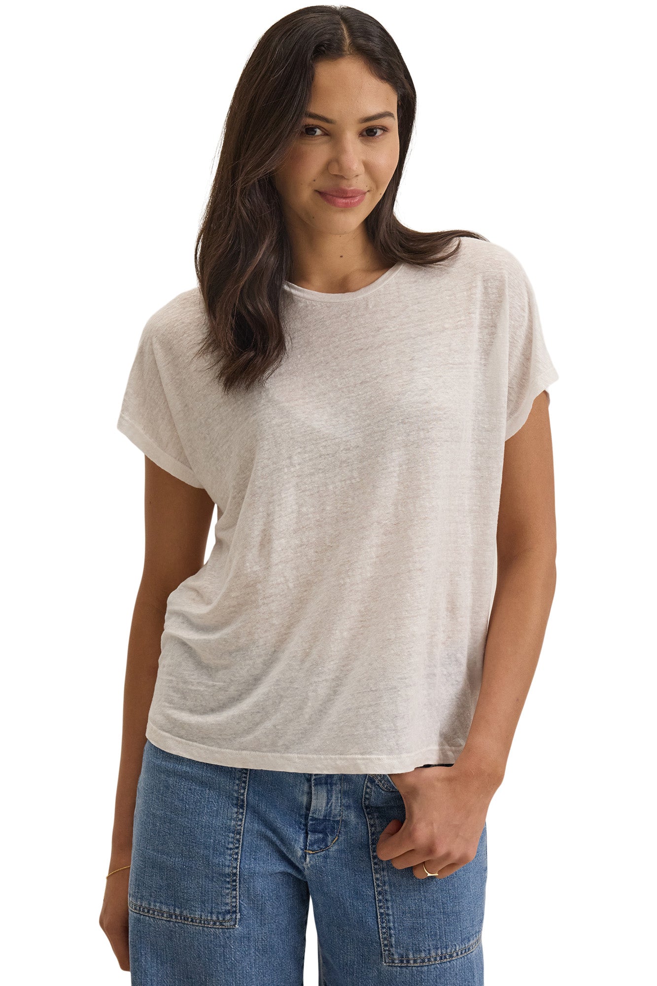 Velvet Jasmine Linen Knit Short Sleeve Crewneck Tee