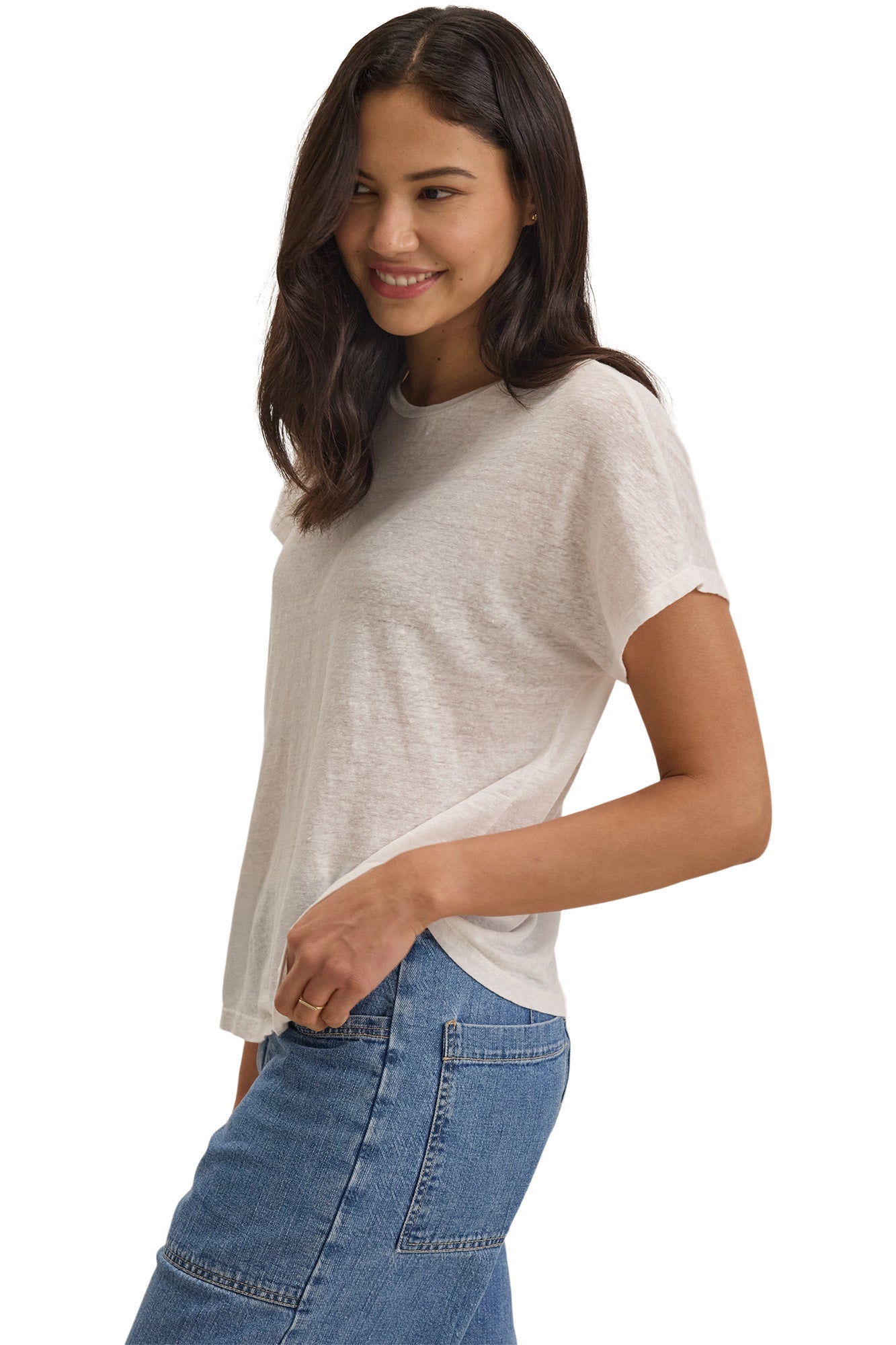 Velvet Jasmine Linen Knit Short Sleeve Crewneck Tee