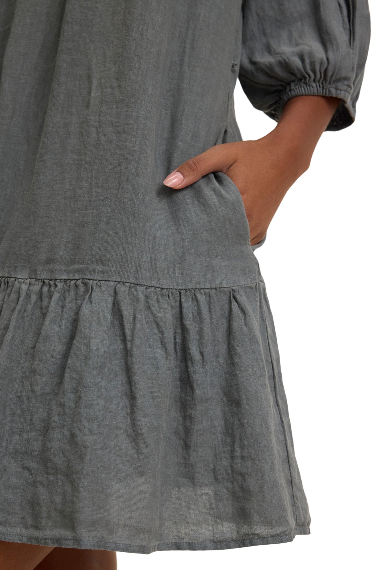 Velvet Kaylie Woven Linen Dress in Graphite