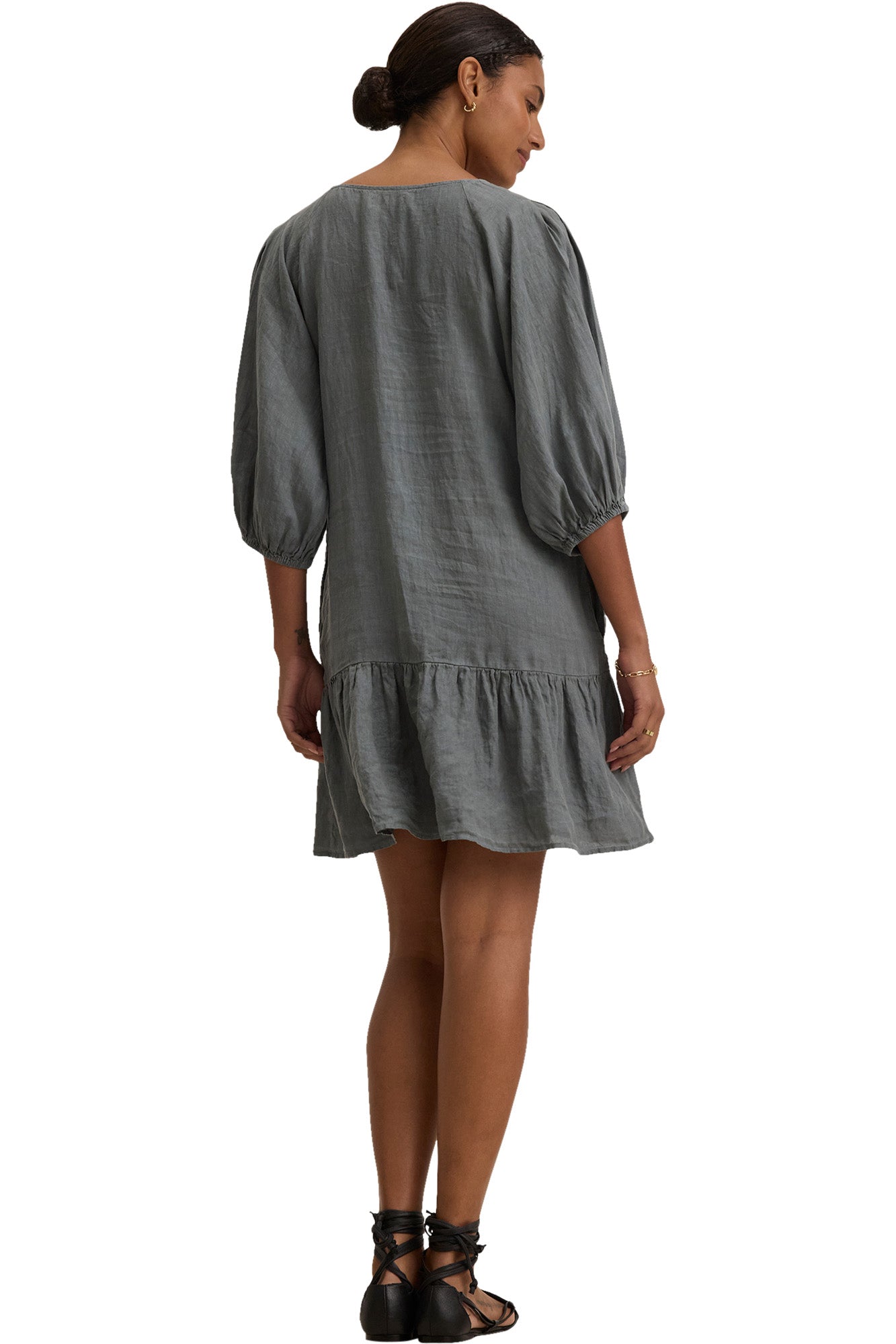 Velvet Kaylie Woven Linen Dress in Graphite