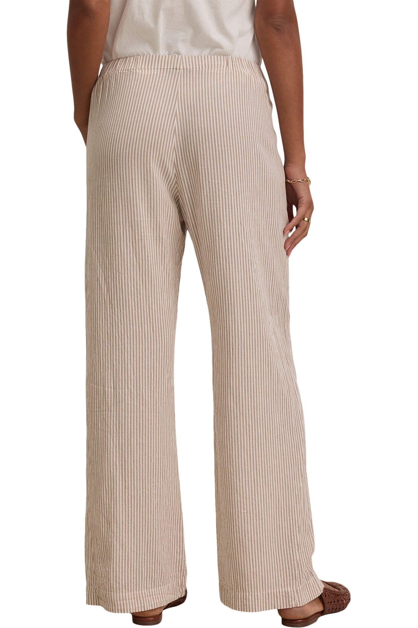 Velvet Kelly Striped Pants in Oatmeal