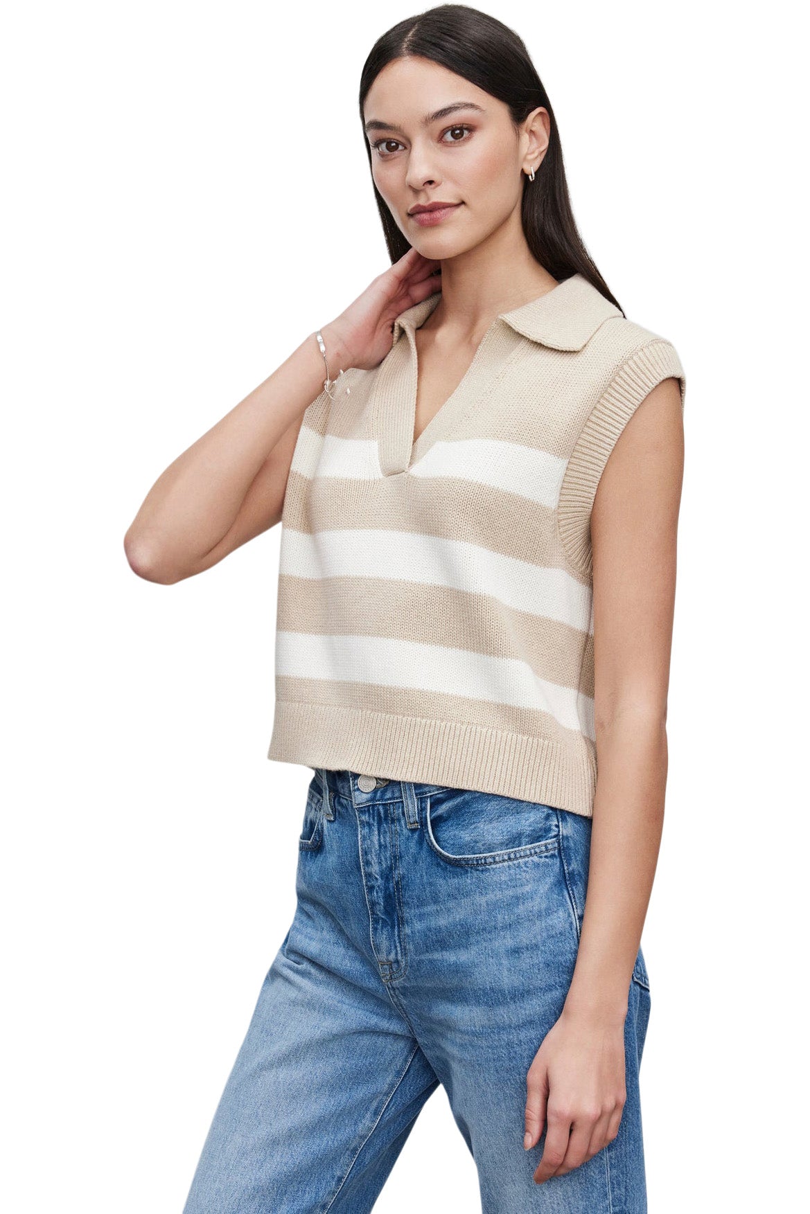 Velvet Mariette Sweater Vest in Sable-Milk