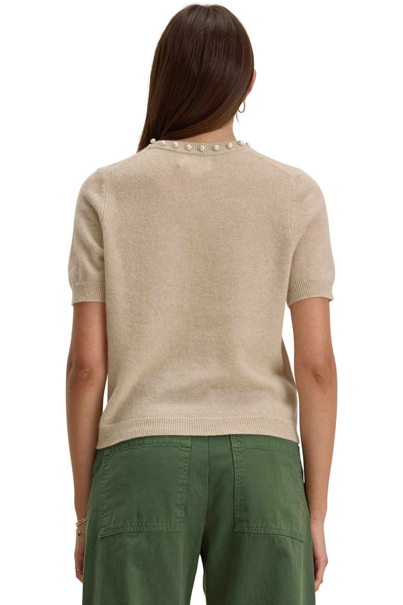 Velvet Yara Cashmere Crewneck Sweater in Wheat