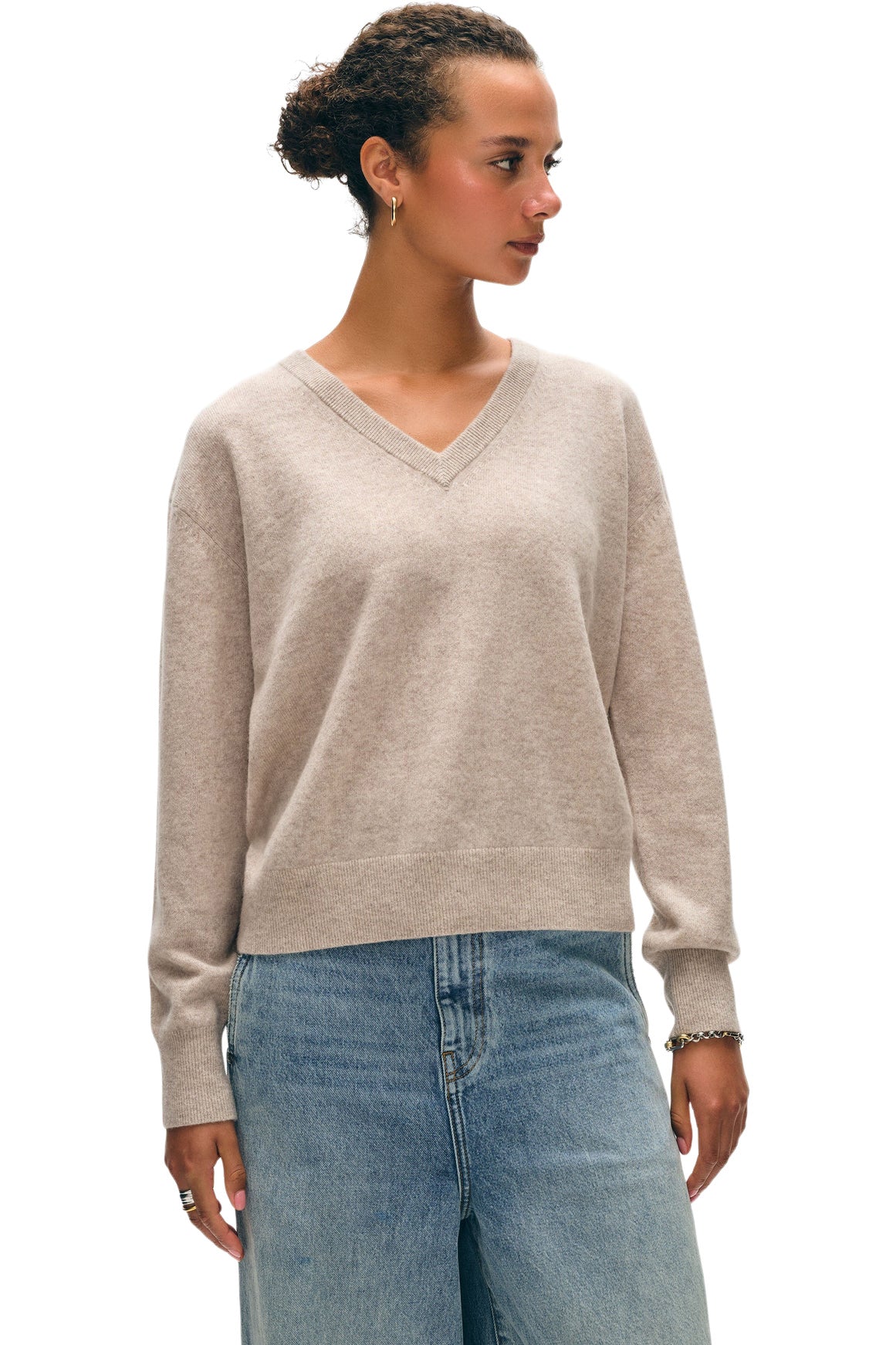 White & Warren Cashmere V-neck Sweater