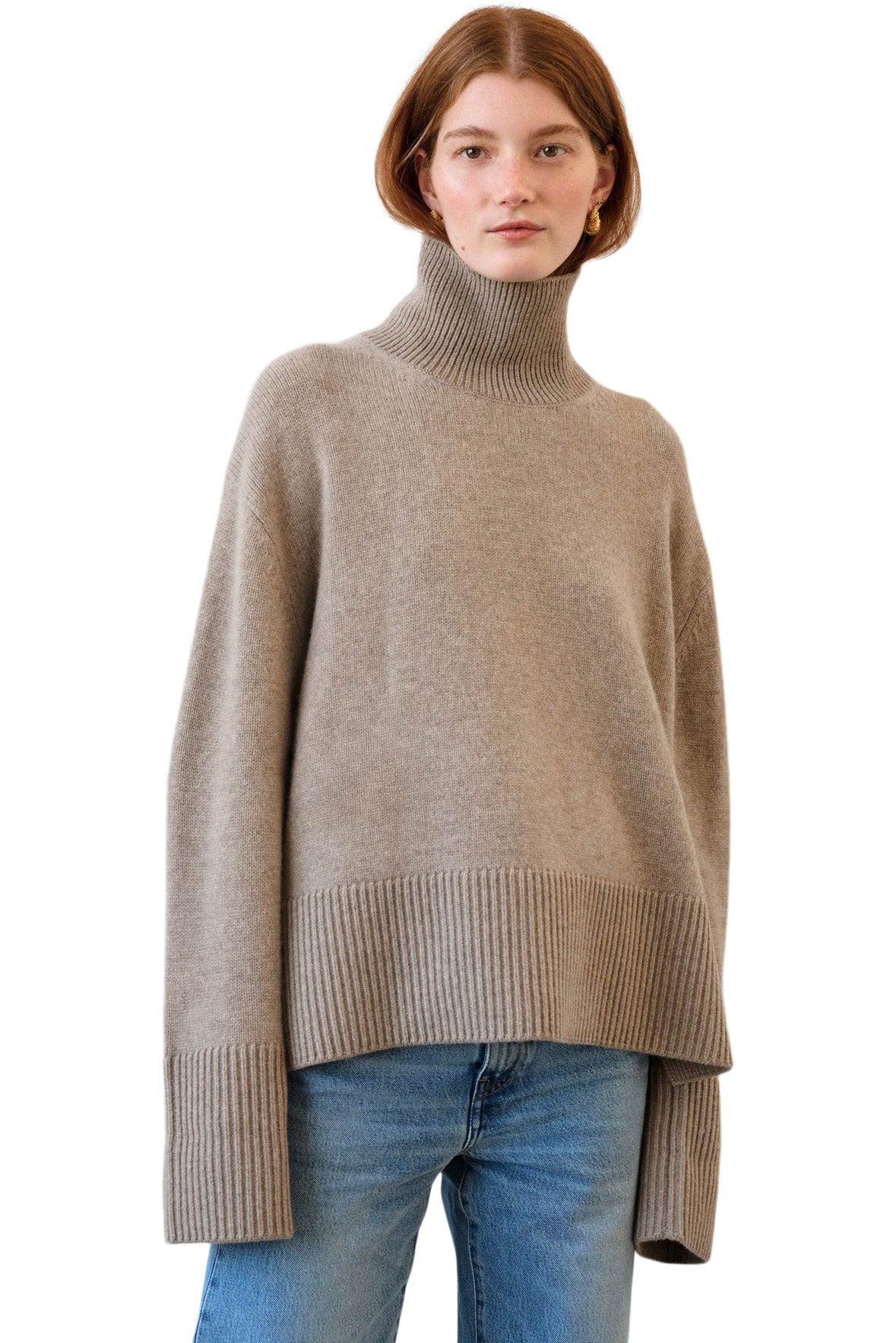 Ribbed Cashmere-Silk Mock Neck Sweater - Heather Beach