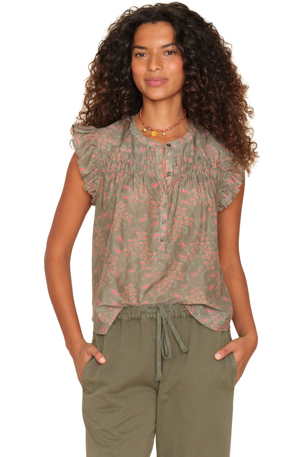 Xirena Bria Top in Olive Coral