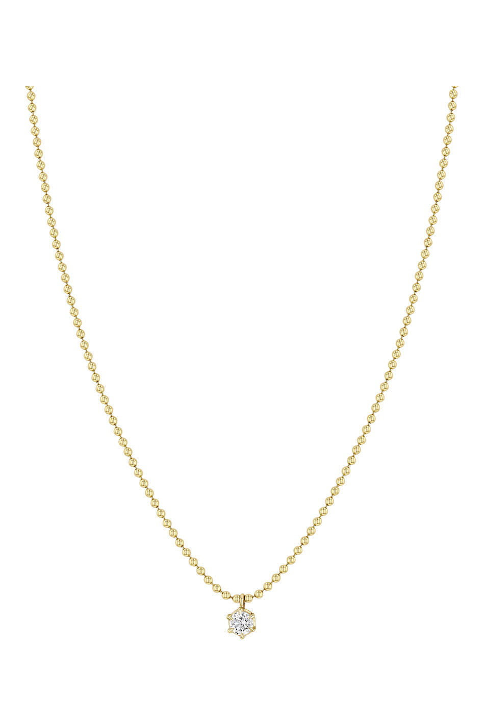 Zoe Chicco Diamond Solitaire Bead Necklace in Yellow Gold