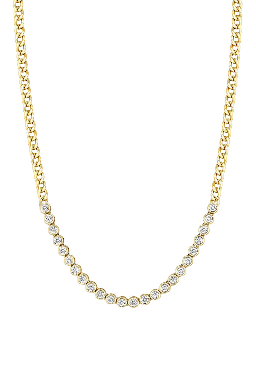 Zoe Chicco Bezel Set Tennis Necklace in Yellow Gold