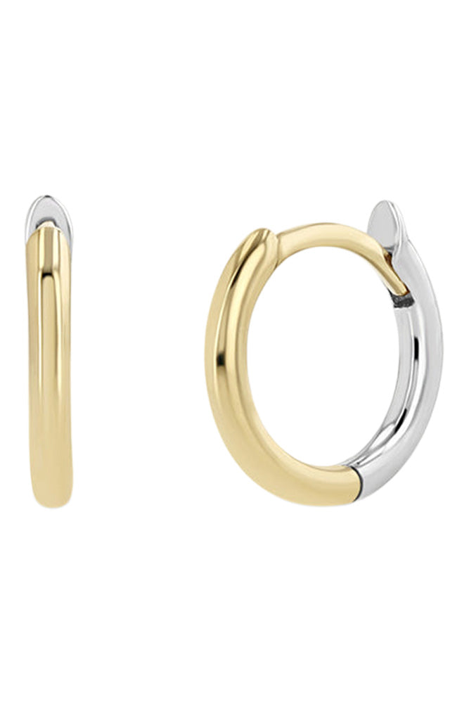 Zoe Chicco Reversible Huggie Hoops in Two Tone Gold