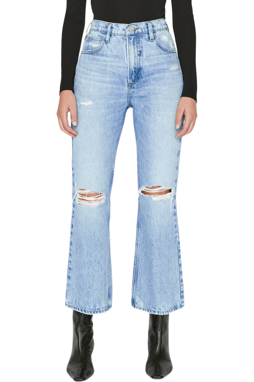 Frame Denim Le High 'N' Tight Crop Mini Boot in Rossum 2 Year Rips